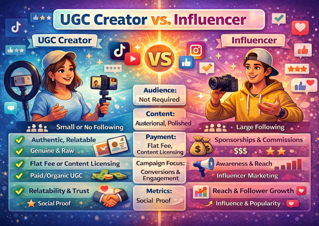 UGC Creator vs Influencer Key Differences