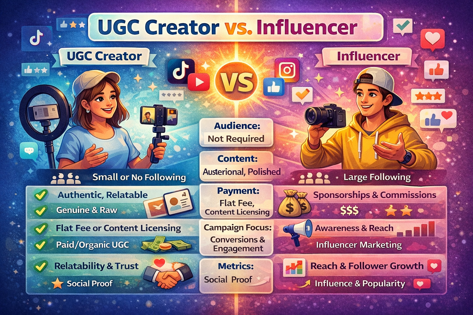 UGC Creator vs Influencer Key Differences